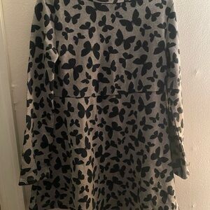 Carter's Gray Dress with Black Butterfly Print